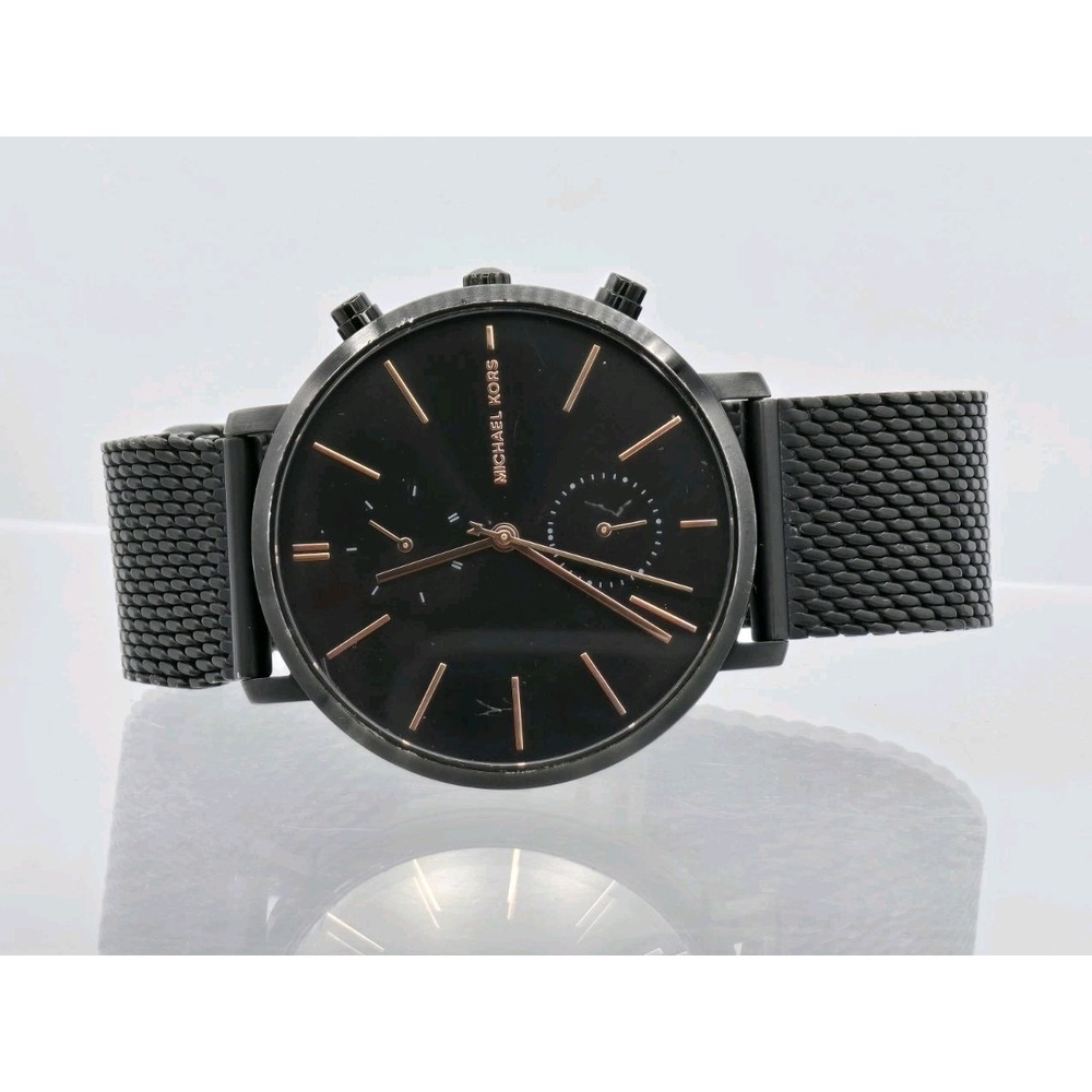 Michael Kors MK-8504 Jaryn Black Mesh Steel Mens Watch - NEEDS BATT See Pics!